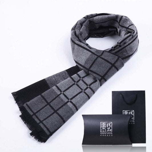 Autumn and Winter Men's Scarves Young Middle-aged Men Thick Warm Scarf