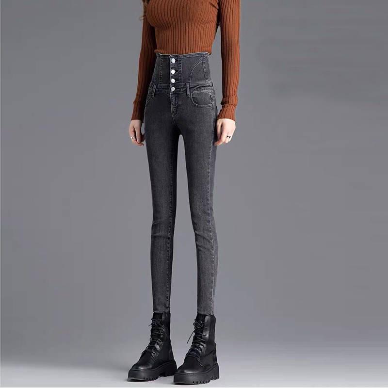 High Waist Skinny Jeans Medium Street Fashion Slim Leggings Women Sexy Elastic Side Pencil Pants