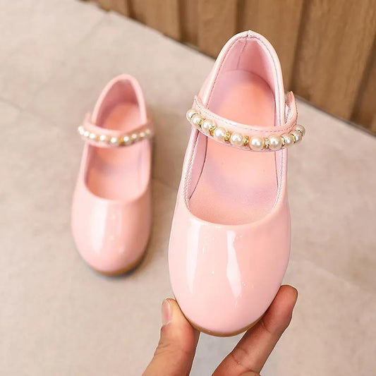 Girl's Soft Soled beads Decoration Breathable Single Shoes Girls' Non Slip Solid Color Princess Shoes