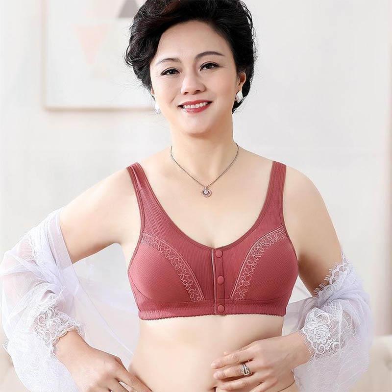 Pure Cotton Antibacterial Front Buckle Vest Sports Underwear Simple Sexy Jacquard Decoration Breathable Sweat Absorption Light Thin Bra