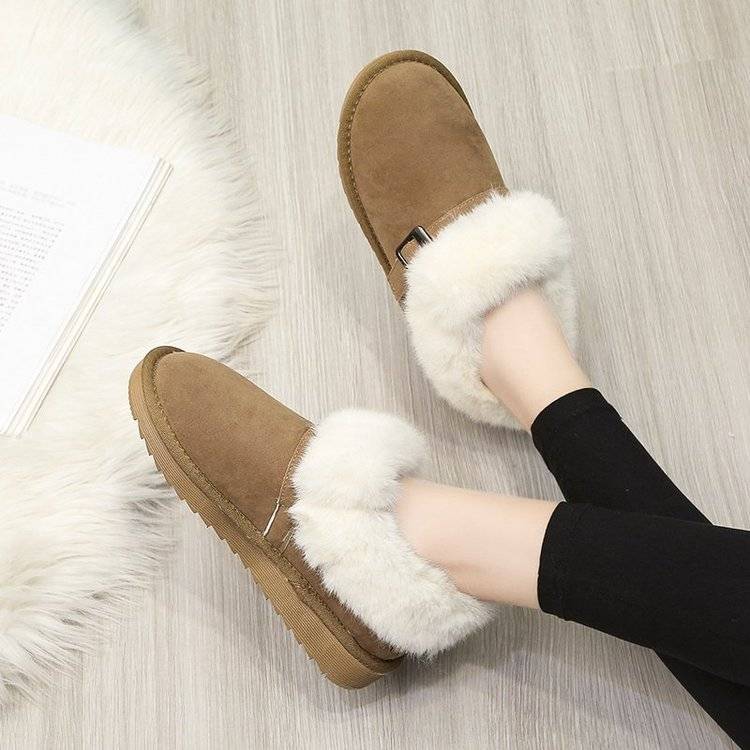 Snow Boots Women Winter Plus Velvet Padded Non-slip One-step Short Tube Cute Bread Shoes Warm Cotton Shoes