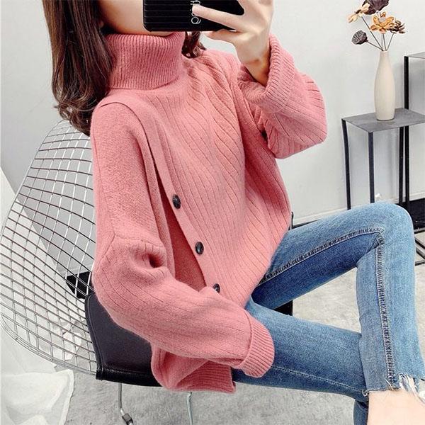 Sweater Turtleneck Plus Size Women's Fat Mm Loose and Thin Knitted Top