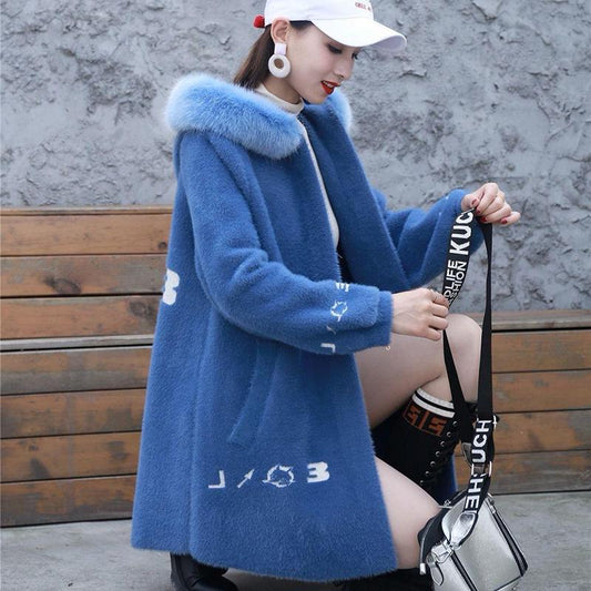 Autumn and Winter Korean Version of Loose Cardigan Thick Long-sleeved Coat Non-shedding Mid-length Sweater