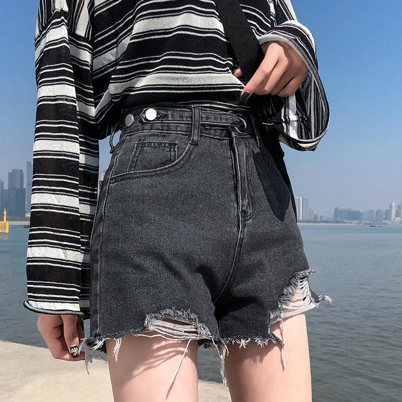 WTEMPO Denim Shorts Women Summer High Waist Wear Loose Wide Legs Korean Version Was Thin A Word Super Short