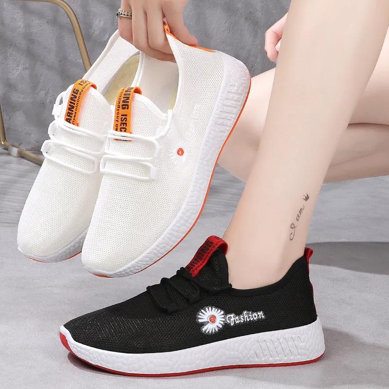 Women's Cloth Shoes Mesh Shoes Breathable Casual Sports Low Top Non-slip Running Shoes