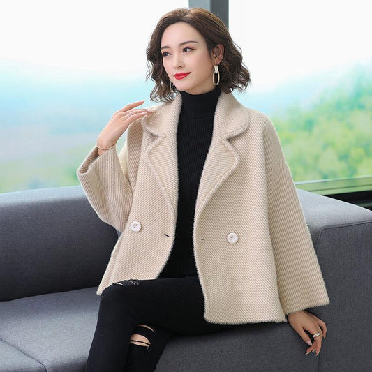 Autumn and Winter Fashion Knitted Cardigan Long Sleeve Lapel Thick Sweater Korean Plaid Jacket
