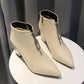 Women's Boots Autumn Winter British Wind Front Zipper Square Head Martin Boots High Heels Thick With