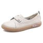 Women's Soft Leather Shallow Mouth White Shoes Spring All-match Soft Bottom Slip-on Lady's Shoes Flat Shoes Casual Mother Shoes