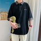 Fake Two-piece  Shirt Men's Short-sleeved T-shirt Summer Plaid Stitching Half-sleeved T-shirt Loose Men's Shirt