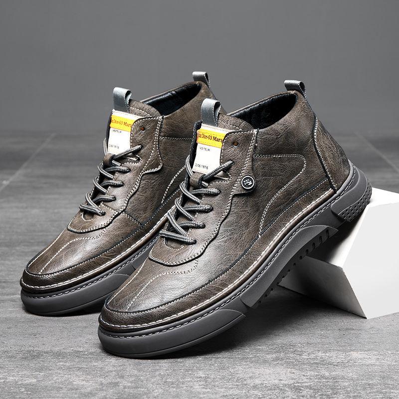 Retro Leather Men's Shoes Low-cut Boots All-match Tooling Shoes Casual Fashion Leather Boots