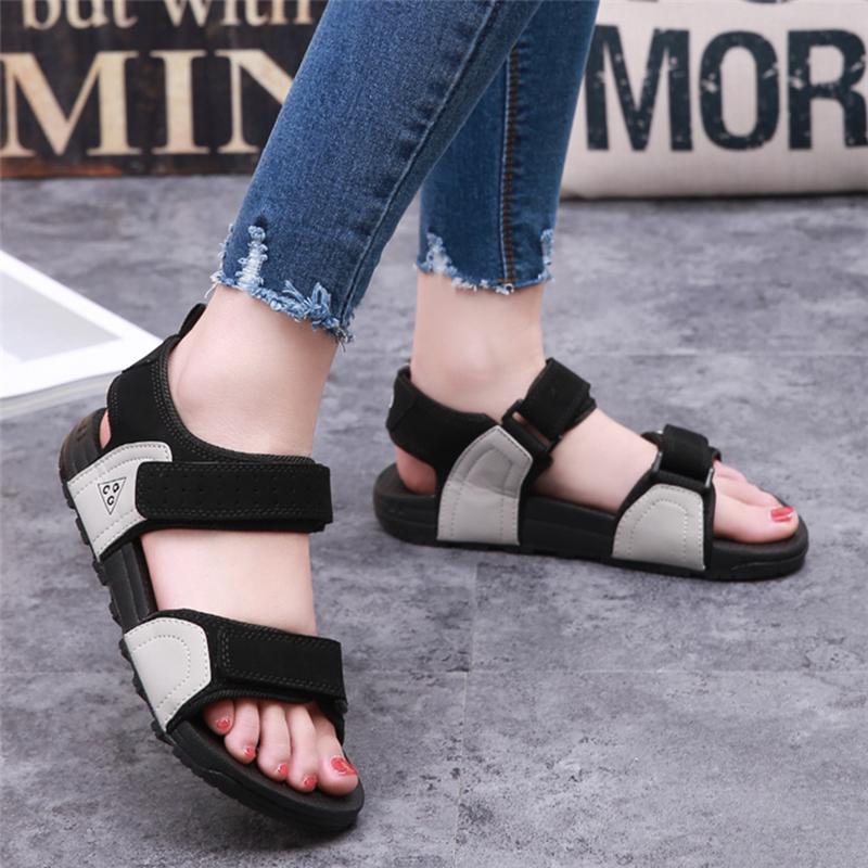 Summer Velcro Women's Sandals Thick-soled Fashion All-match Flat Shoes Mid-heel Sports Casual Sandals