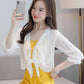 1 PCS Lace Cardigan Women Beach Sun Protection Summer Short Solid Color Thin Shawl Pair with Suspender Dress