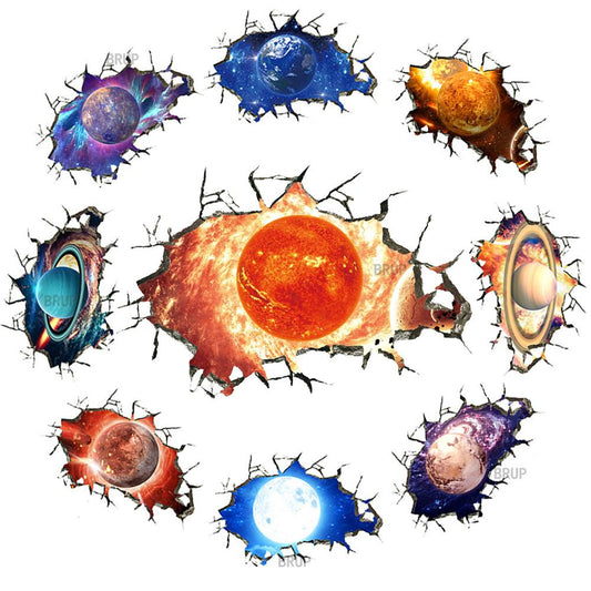 12 Kinds Solar System Planets Wall Stickers For Kids Room Universe 3d Stickers Kids Room Decoration