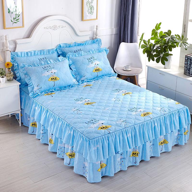 3pcs/set  Korean Style Princess Wind Bed Skirt Bedroom Thick Cute Bed Sheet Large Double Cotton Bed Sheet