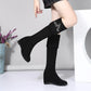 Inner Heightening Over The Knee Women's Boots Boots Dance Stovepipe Stretch Boots Ladies Suede High-heeled Boots