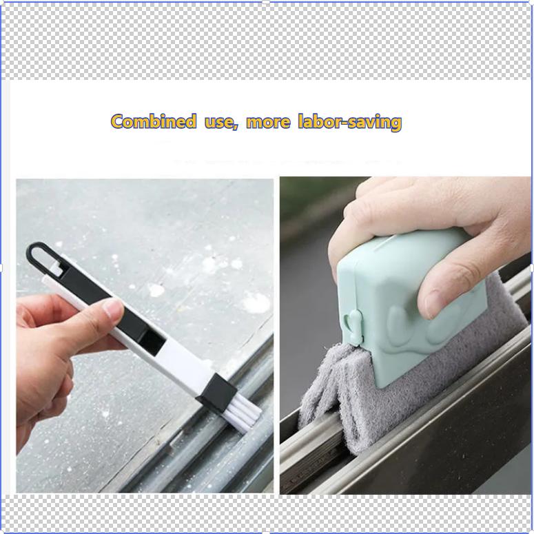3PCS The Window Window Groove Groove Cleaning Brush with Cleaning Dustpan Screen Window Cleaning Folding Brush