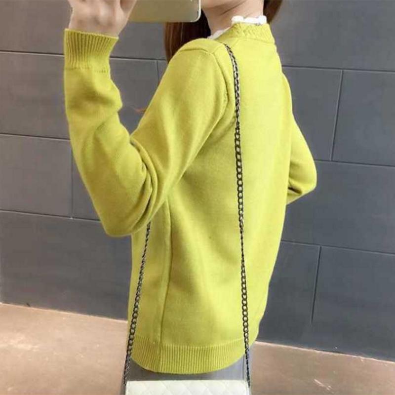 Pofulove Korean Wild Loose Long Sleeve Sweater Winter Half-high Collar Thick Sweater Women