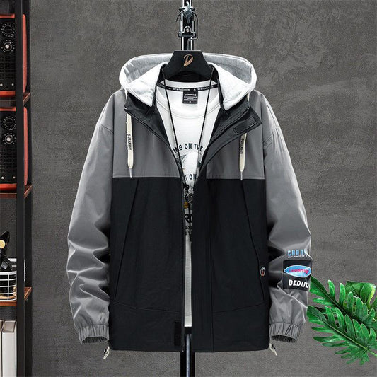 Spring & Fall Men Coat Korean Style Loose Jacket Casual Hooded Windbreaker Trend Student Top