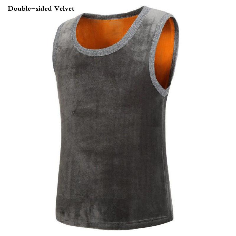 Men Winter Autumn Plus Velvet Thicken Thermal Underwear Tight Vest High Elasticity Comfortable Versatile Soft Lining O-neck Male Sleeveless Breathable