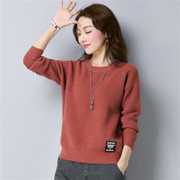 Spring and Autumn Round Neck Knit Bottoming Shirt Pullover Short Loose Top Fashion All-match Female Sweater