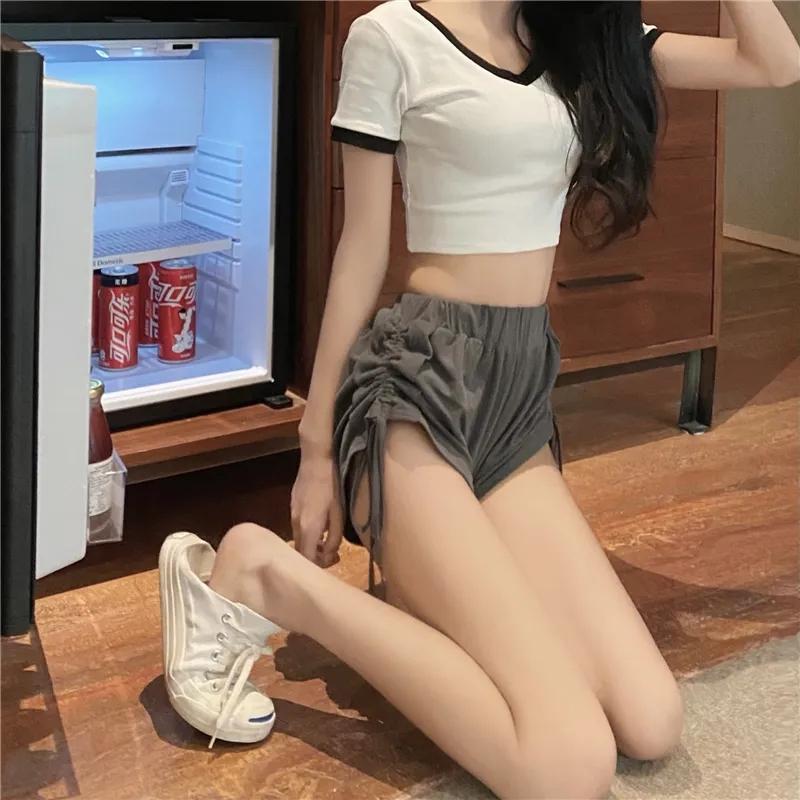 Women's Summer Shorts Show Thin Legs and Long High Waist Pants Street Girl Leisure Sports Large Size Loose Drawstring Shorts Running Shorts for Women