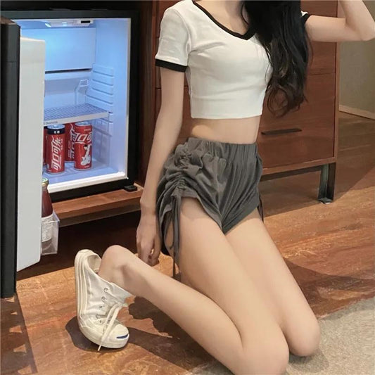 Women's Summer Shorts Show Thin Legs and Long High Waist Pants Street Girl Leisure Sports Large Size Loose Drawstring Shorts Running Shorts for Women