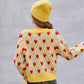Sweater Women Autumn Winter 2021 Knitted Vintage Sense V-neck Christmas Peach Heart Short Top Sweater
