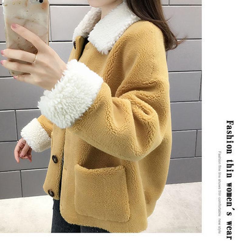 Fashion Casual Thick Wool Lamb Coat Winter Korean Loose Student Short Grain Fleece Coat Women