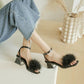 Hairy Sandals Female Summer Fairy Style Thick Heel Mid-heel Fashion High Heels