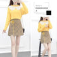 Autumn and Winter Sweater Suit Women Sweet Lace Stitching Knitted Sweater Top and Asymmetric Woolen A-line Skirt Two-piece Ladies Outfits
