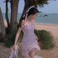 Sling Dress Slimming Short Skirt Female Gentle Wind Sweet Cute Sling Dress Ladies Dress Fabric Light and Breathable Ruffled Cute Princess Style