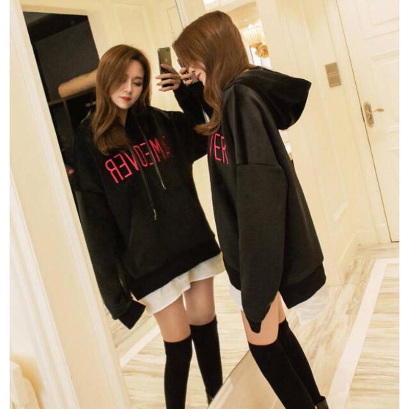 Cotton Women's Sweatshirt Wild Large Size Long Sleeve Warm Hood Top Autumn Winter Sweatshirt