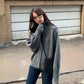 Spring  Autumn Design Sense Lapel Solid Color Vertical Pattern Sweater Cardigan Girl Student Casual Fashion All-match Knitted Cardigan