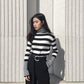 Sweater Women's Turtleneck Knitwear Black and White Striped Pullover Korean Slim Top Trendy Sweater Autumn and Winter Fashion