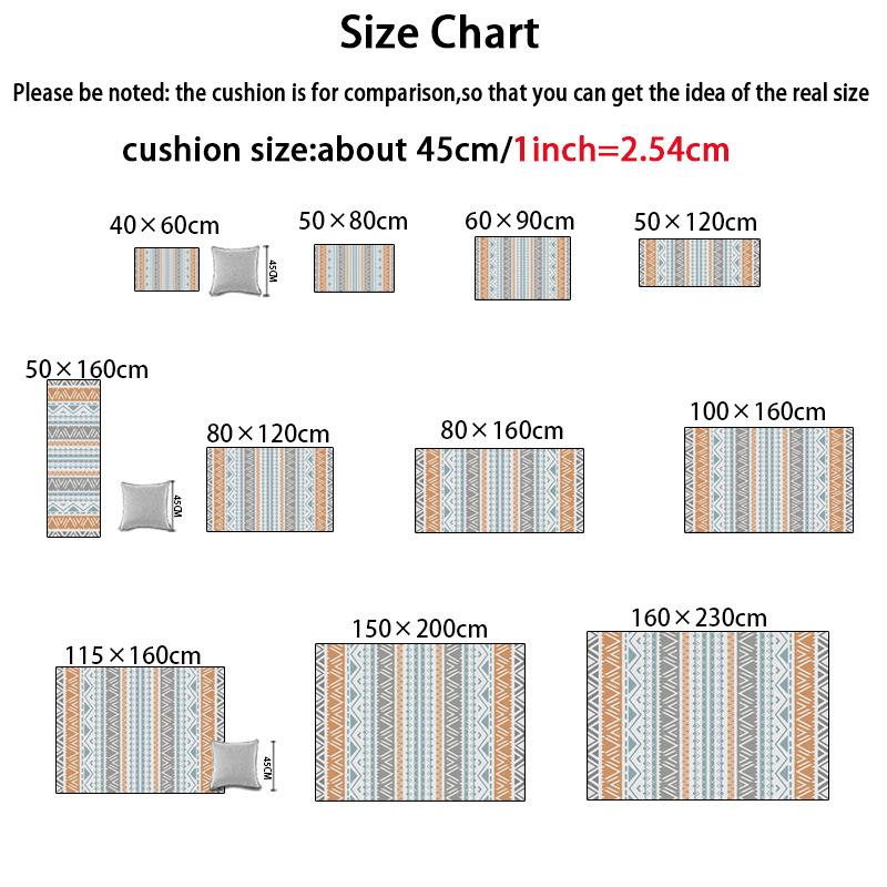 Fashion Mediterranean Geometric Carpet Ethnic Style Striped Bedroom Carpet Living Room Door Mat Bedside Carpet Floor Mat