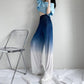 Show Leg Length Gradient Color Ice Silk Wide-leg Pants Women's High Waist Show Thin Drape Loose Straight Casual Pants Loose Jogging Trousers