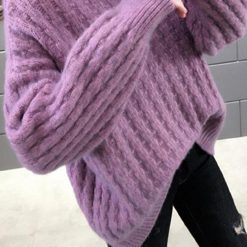 Autumn Winter  Women Fashion Sweater Casual Knitting Sweater Turtleneck  Pullovers Loose Casual Long Sleeve Sweater