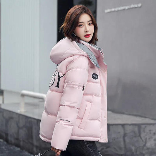 Down Jacket Short Winter New Korean Version of Bright Color Printed Cotton Clothing Loose and Thick Cotton Clothing
