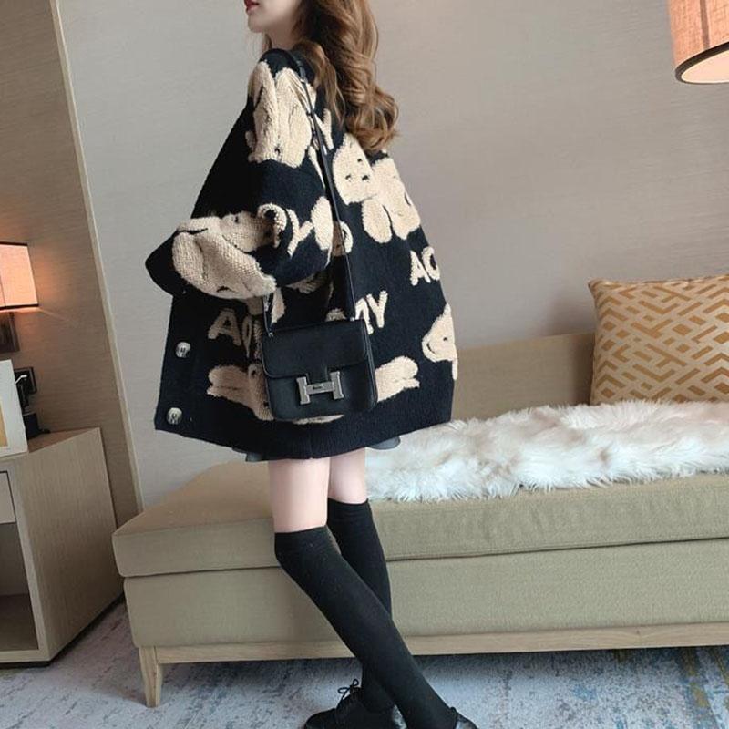 Autumn and Winter Casual Loose Sweater Ins Style Knitted Cardigan Top Fashion Simple Female Jacket