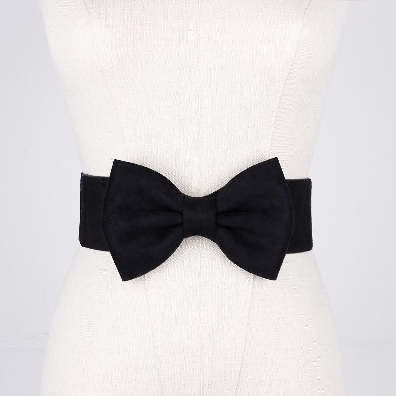 Dress with Big Bow Waist Elastic Elastic Wide Waist Girdle Female Leopard Girdle