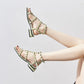 Rivet Thick Heel Sandals Women Summer Low-heeled Simple Roman Shoes Flat Bottom All-match Women's Shoes Low-heeled Buckle Sandals