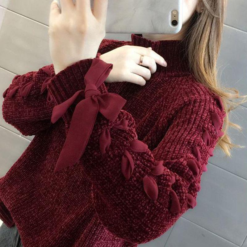 Autumn Winter  Women Fashion Sweater Casual Knitting Sweater Turtleneck Pullovers Loose Casual Long Sleeve Sweater