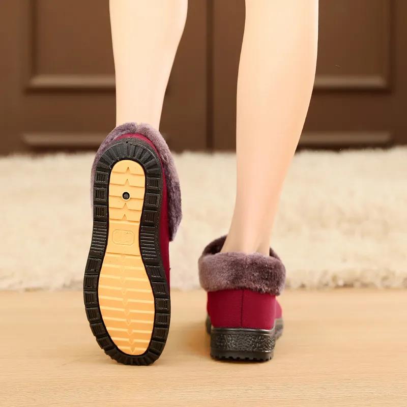 Winter Cotton Shoes Women's Flannel Surface Plus Velvet Thickening Warm Mother Shoes Tendon Bottom Non-slip