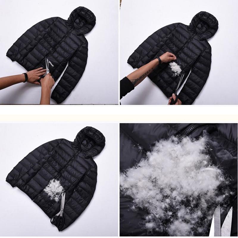 Winter Woman Hooded Down Coat Short White Duck Down  Jacket Female  Ultra Light Slim Solid Down Jackets  Portable Parkas