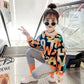 Girls Long-sleeved Spring and Autumn Two-piece Set Simple Fashion Letter Printing Pullover Sweater Slim Trousers Sports and Leisure Children Clothing