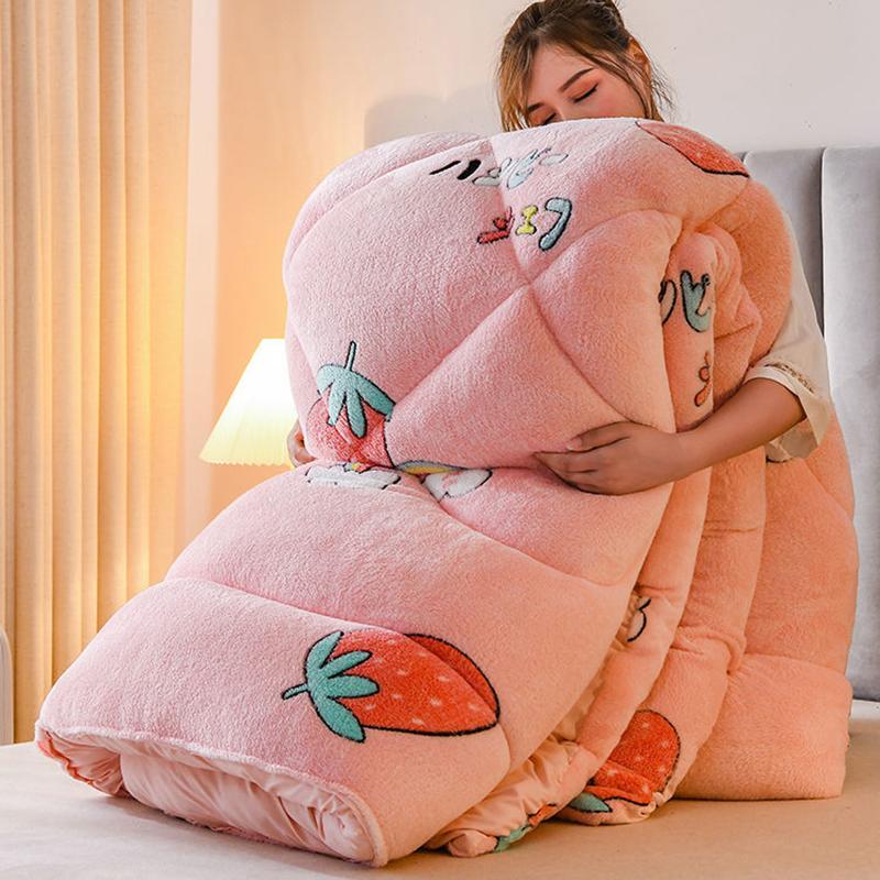 Super Warm Lamb Quilt Winter Blanket 5Kg Double-sided Velvet Quilt Thickened Warm Plush Comforter Core