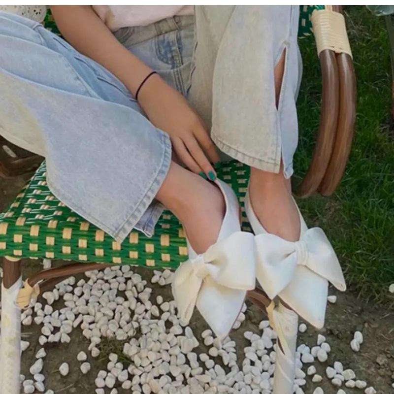 Bowknot Flat Shoes Women's Ballet Shoes Elegant Temperament Single Shoes Women