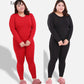 Plus Fat Plus Size Fat Sister Qiuyi Long Trousers Ladies Suit Wear Tight Winter Warm Bottoming Shirt