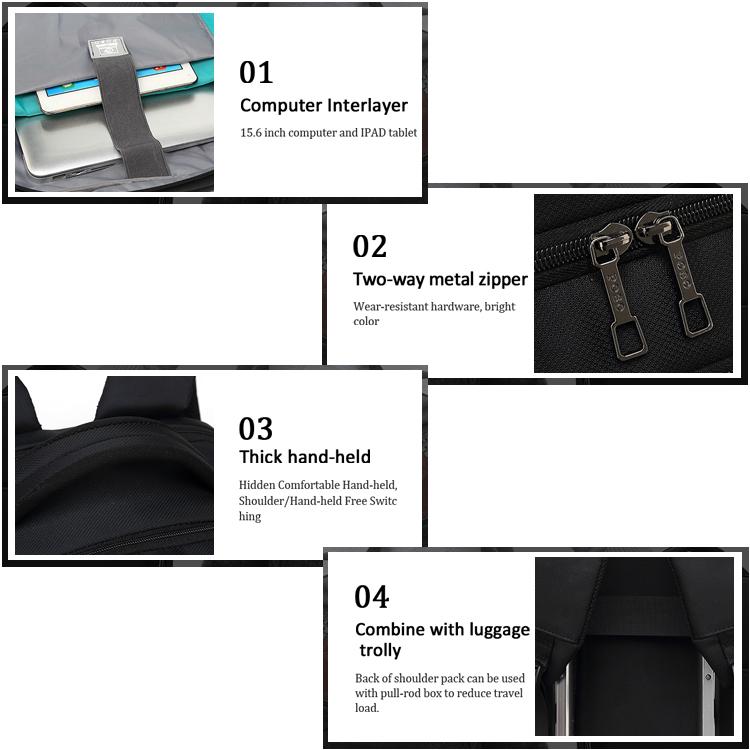 Men's Backpack Waterproof/Large Capacity /USB Charging Laptop Backpack 17 Inch School Bag for Boy Nylon/Canvas Black/Gray PS-501