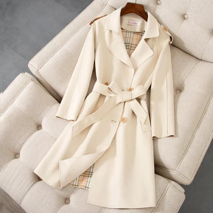 Spring Women's Trench Coat Mid-length Suede Long-sleeved All-match Fashion Coat Coat